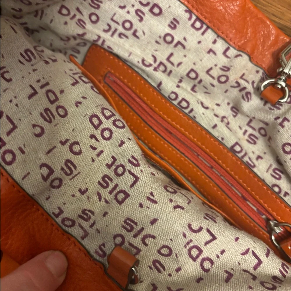 Lodis‎ Orange Leather Tote Bag Y2K